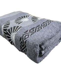 70×140cm Dark Grey Thickened 400g Cotton Bath Towel With Fan Pattern Home Design - Dark Grey